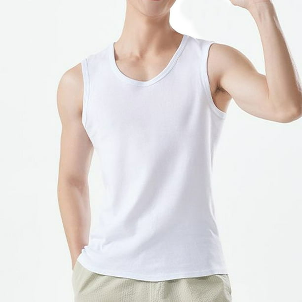 pstuiky Camiseta sin mangas para hombre, Camiseta deportiva informal sin mangas con cuello redondo para hombre Chaleco de hombre l