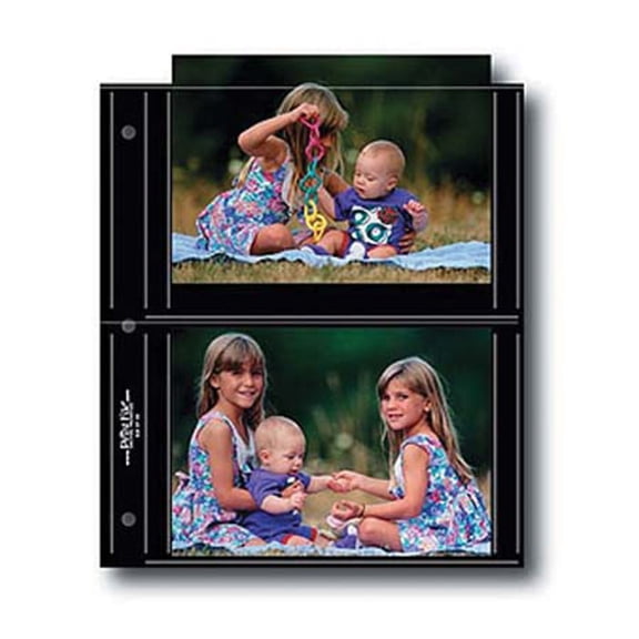 Print File BLK57-4S, Archival S-Series Album Pages, 9-1/4x10-15/16" Page Holds Four 5x7" Prints, Pack of 25 - Black Background