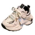 thumbnail image 6 of Kids Mesh Sneakers Breathable Lace up Tennis Shoes for Girls Casual Chunky Cushioning Antislip Running Athletic Shoes Black 12 Little Kid, 6 of 7