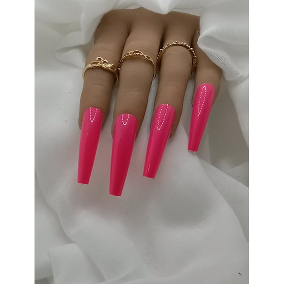 Lovely Claws Gloss Hot Pink 2XL Press on Nail set