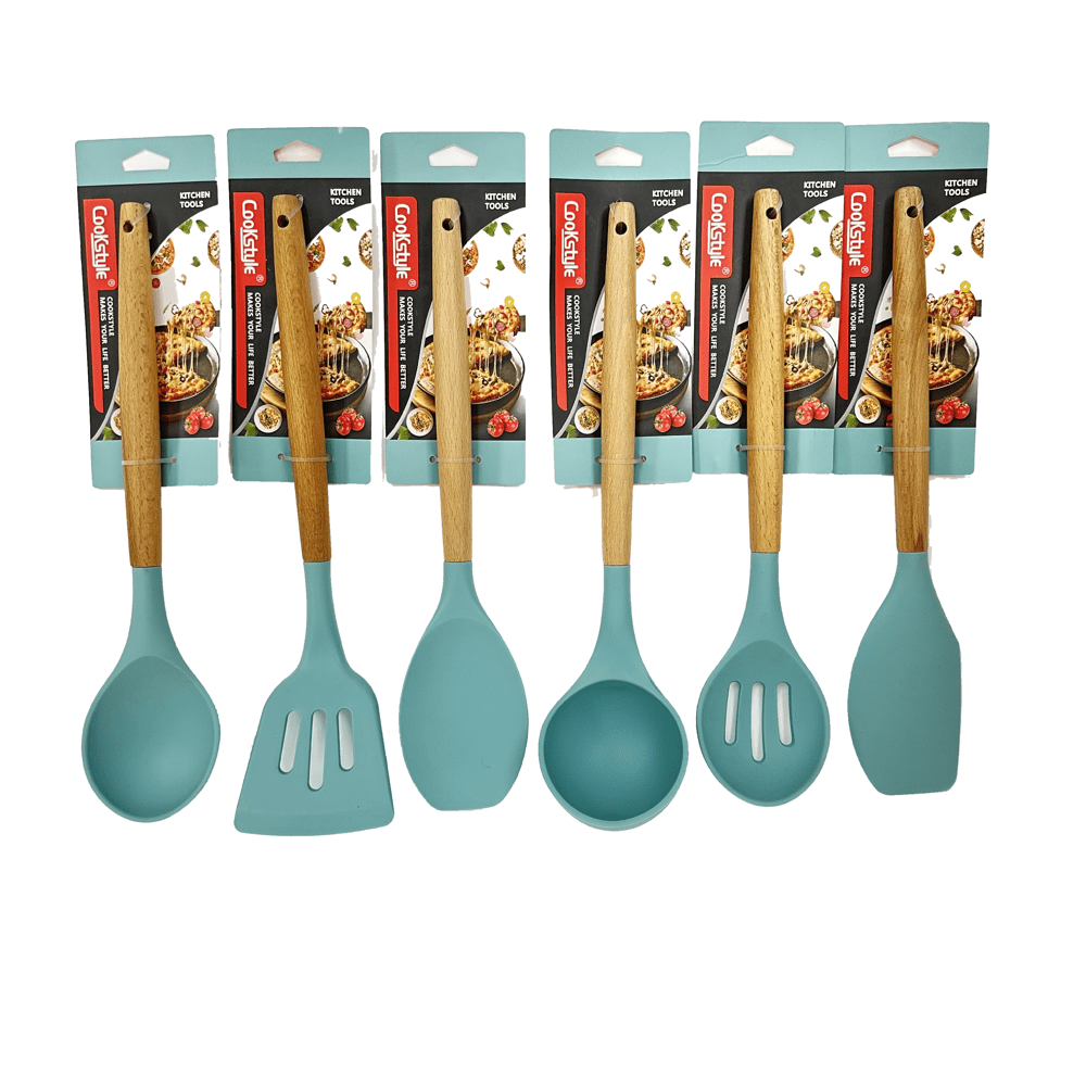 Generic set d'ustensiles de cuisine en silicone et bois, Antiadhésif, 5 Pieces à prix pas cher | Maroc