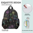 thumbnail image 5 of Mushroom and Dots Black Pattern Cute School Backpack Bag for School with Padded Back and Adjustable Shoulder Straps 15.25"x11.5"x5.25", 5 of 5