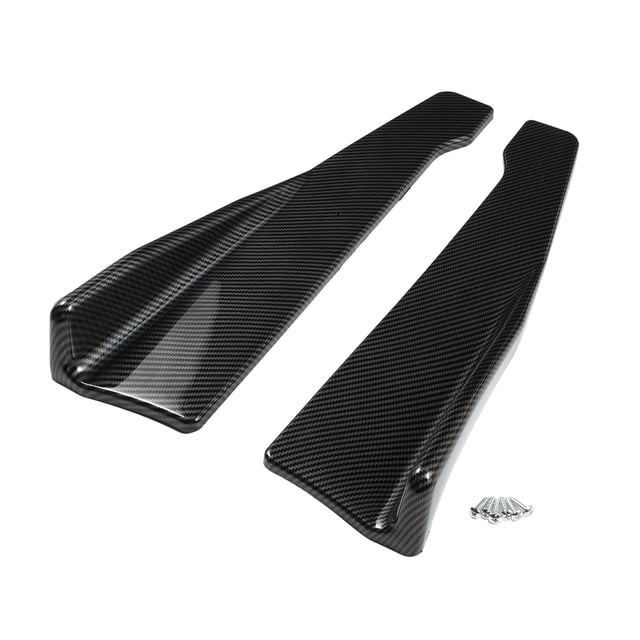 Faldón lateral de coche Unique Bargains 48cm/18.9in Kit difusor splitter exterior ABS Patrón de fibra de carbono negro estable