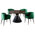 thumbnail image 1 of Hemingway 5-piece Round Dinette Set in Green Velvet, 1 of 2