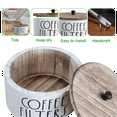 thumbnail image 3 of 1Pc Wooden Coffee Filter Holder with Lid - Rustic Storage Container and Dispenser Basket for Coffee Bar Decor, Farmhouse Accessories - White, 3 of 9