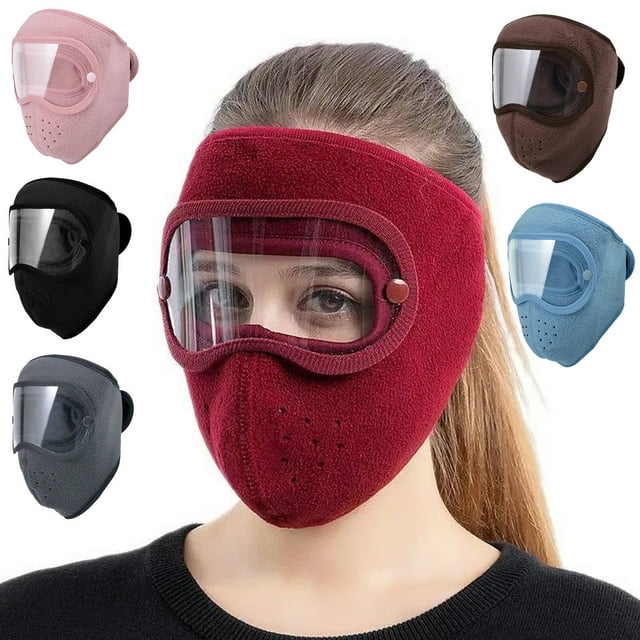 Tyidzon Ski Full Face Mask Windproof Fleece Winter Warm Mask Fleece Riding Windproof High-definition Protective Mirror