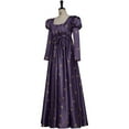 thumbnail image 2 of Women's Regency Empire Waist Dress Vintage Floral Puff Sleeve Long Gown with Belt, 2 of 7