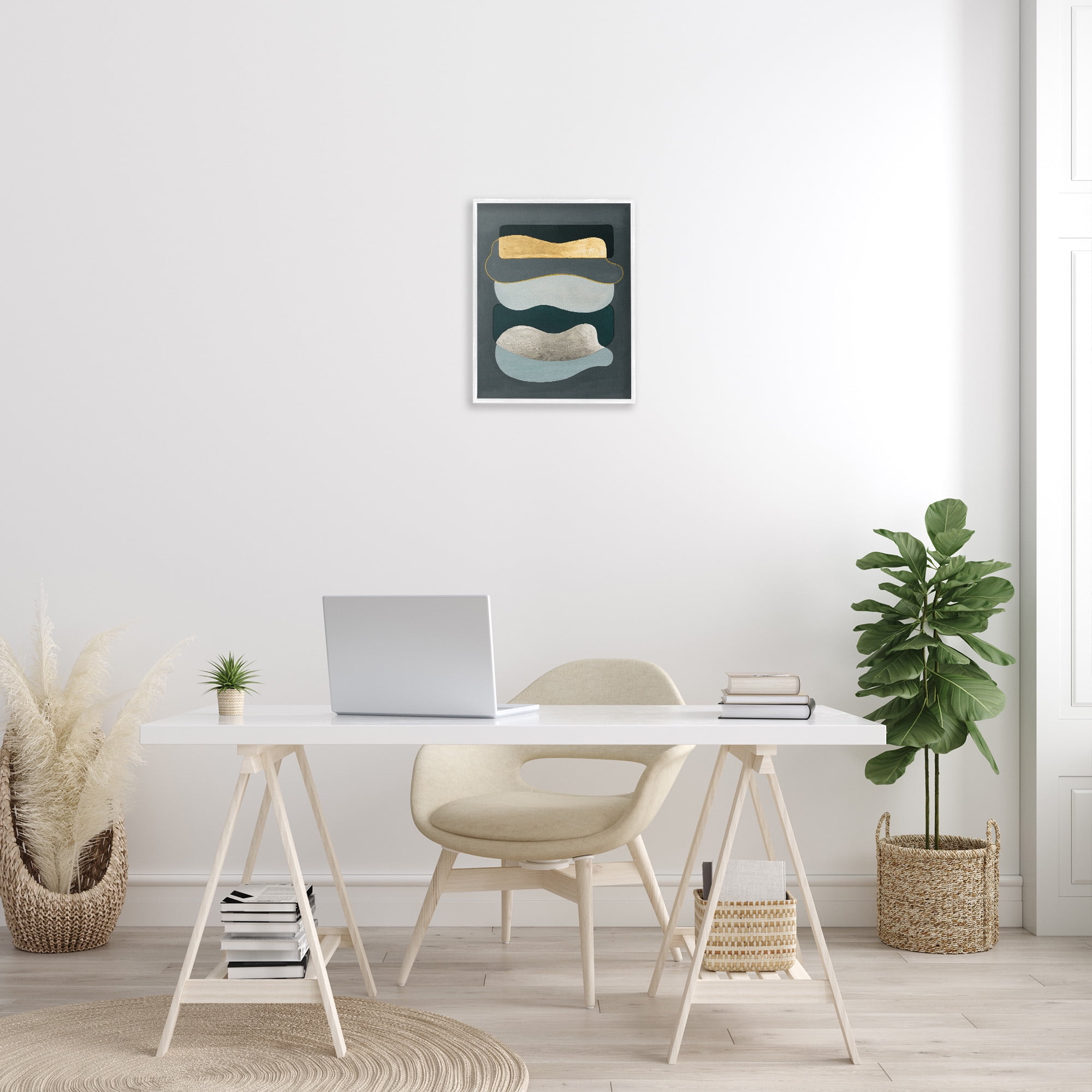Stupell Industries Dark & Glam Geometric Abstract Painting White Framed Art Print Wall Art, 16 x 20