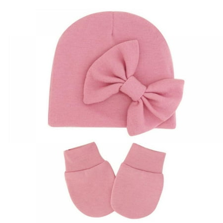 

Newborn Beanie Gloves Set Baby Girl Beanie Hat 0-6 Months Baby Cotton