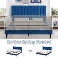 thumbnail image 6 of COZONY Queen Size Velvet Upholstered Platform Bed, Adjustable Channel Tufted Headboard, No Box Spring Needed, Easy Assembly – Blue, 6 of 11