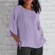 thumbnail image 2 of Vestidos Casuales Para Mujer, Blusas De Mujer De Moda Blusa holgada de verano para mujer, con mangas 3/4, plisada y cuello redondo, de imitación de lino, 2 of 5