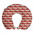 thumbnail image 1 of USA Travel Pillow Neck Rest, Nostalgic Independence Day Poster Pattern with Large Stars Western Graphic, Memory Foam Traveling Accessory Airplane and Car, 12", Eggshell Red Navy Blue, by Ambesonne, 1 of 3