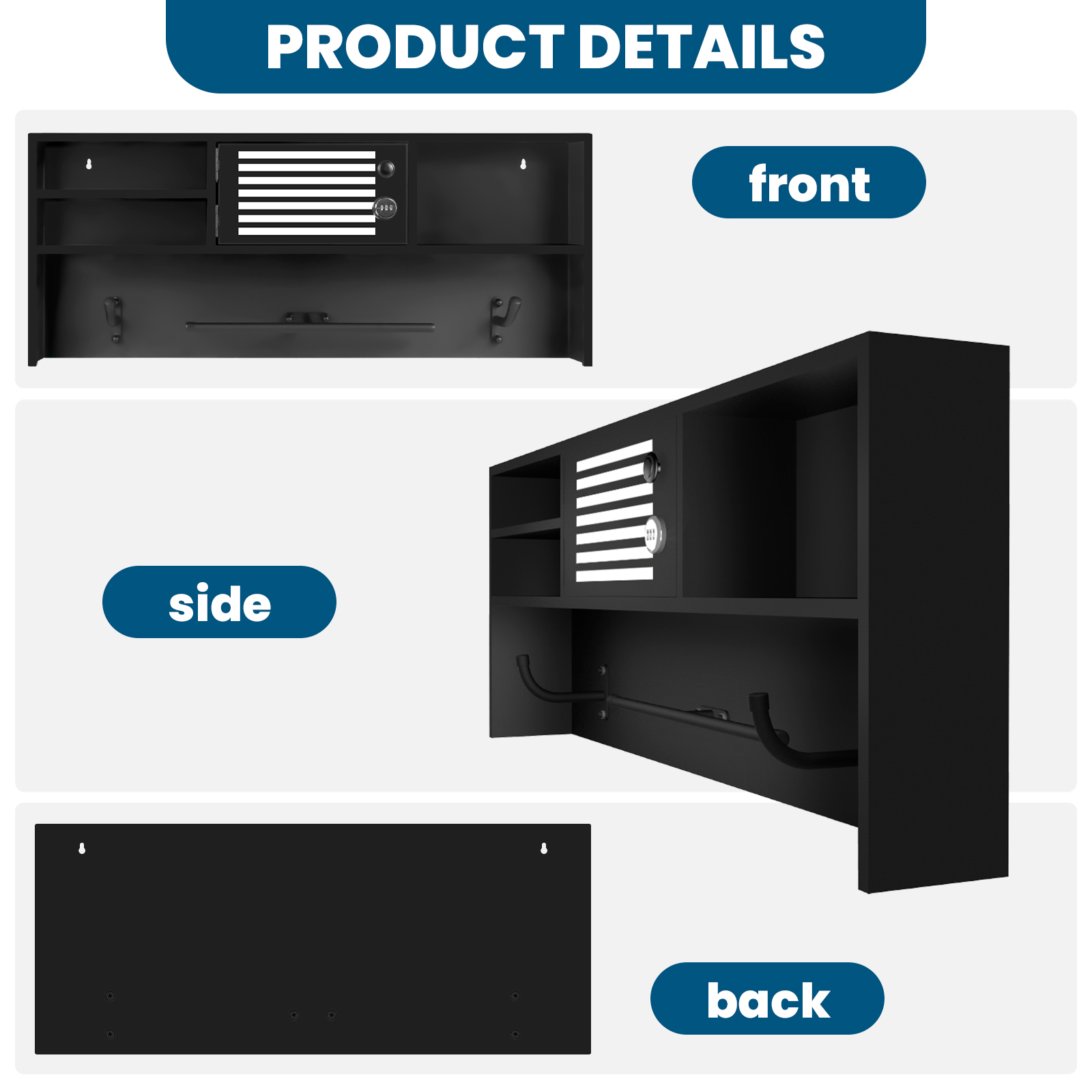 Police Gear Rack with Hooks,  Tactical Duty Gear Rack Decor with Password Lock Safe, Police Gear Stand Wall-Mounted