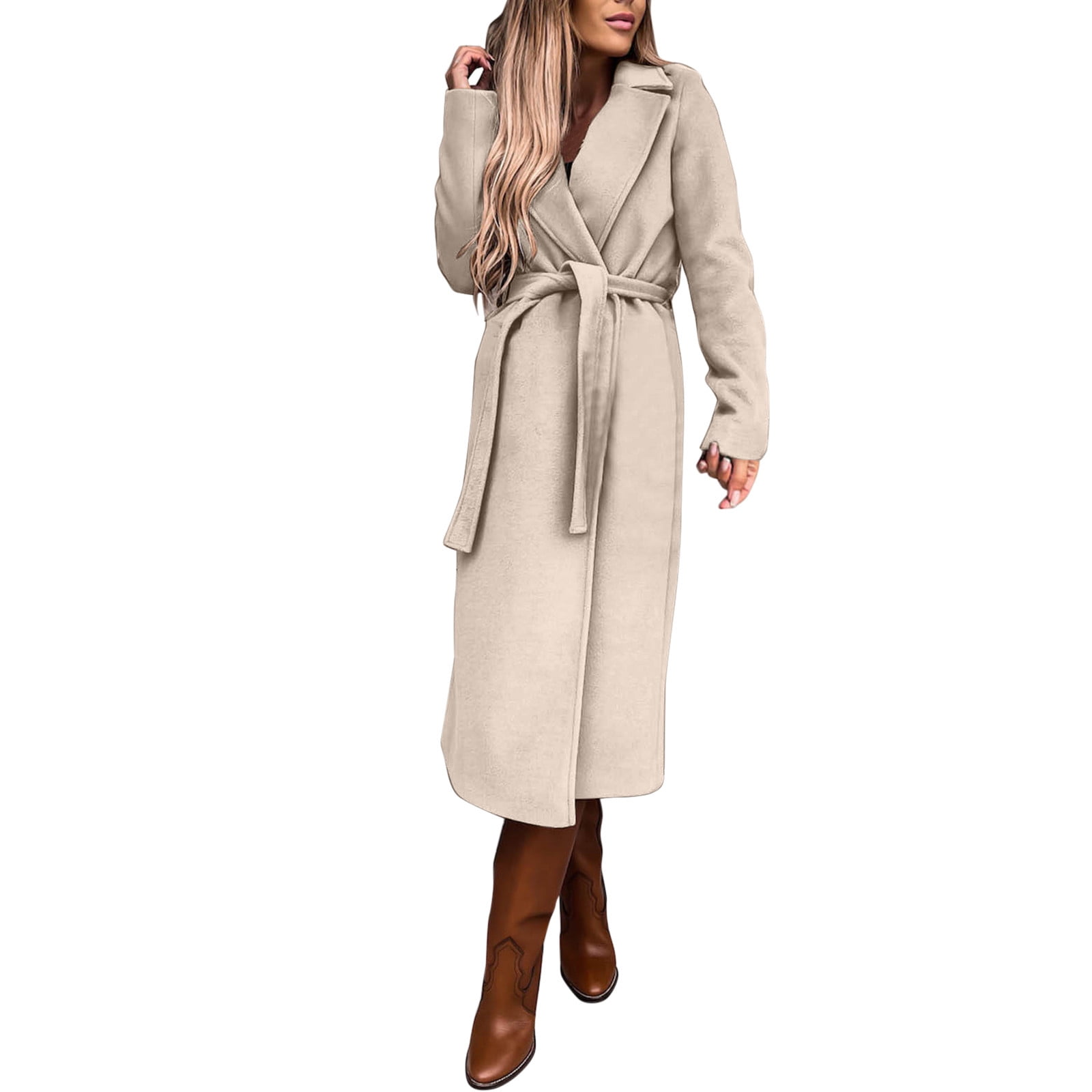 Xmyrz Lightweight Jacket Women Graceful Faux Wool Coat Thin Long