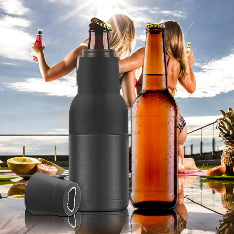 4 in 1 Vacuum Insulated Stainless Steel Beer Bottle Cold Keeper, Can  Cooler, Bottle Holder for Women/Men, Insulator for 12 Ounce Standard/Tall  Skinny Slim Cans, Beer Bottles, Black 