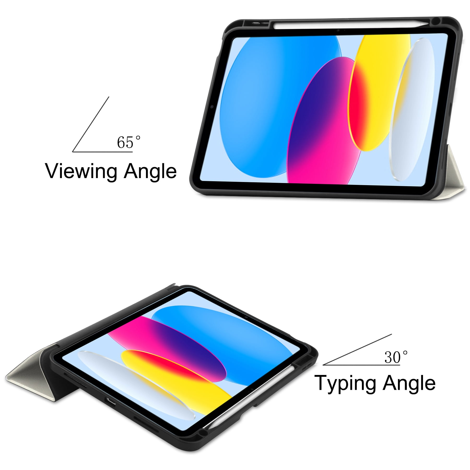 iPad 10.9 Case, iPad 10th Generation Case, iPad 2022 Case 10.9" Tri-fold - Alltyech Multi Angle Stand Auto Sleep Wake Protective with Pencil Holder Case Cover for Apple iPad 10.9" 2022 - Cat