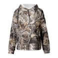 thumbnail image 4 of newwalpole Camo Hoodies for Kids Maple Leaf Print Sweatshirt with Pocket | Oversized Drop Shoulder Pullover Tops Casual Long Sleeve Girls Cute Hoodies(Bronze,5-6), 4 of 6