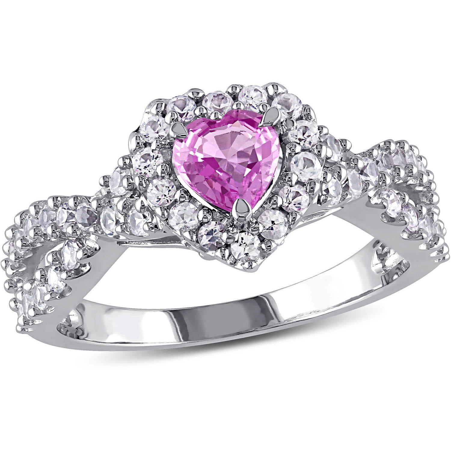 Tangelo 1-1 3 Carat T.G.W. Pink and White Sapphire 14kt White Gold Infinity Heart Engagement Ring by Tangelo