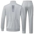 thumbnail image 5 of Ceisia Men's Slim Fit Color Block Tracksuit Set Long Sleeve Zip-Up Stand Collar Jacket with Elastic Waist Pants Gifts, 5 of 7