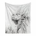 thumbnail image 1 of Dragon Soft Flannel Fleece Throw Blanket, Sketch of a Medieval Character Mythological Creature Abstract Design, Cozy Plush for Indoor and Outdoor Use, 50" x 70", Pale Grey White, by Ambesonne, 1 of 6