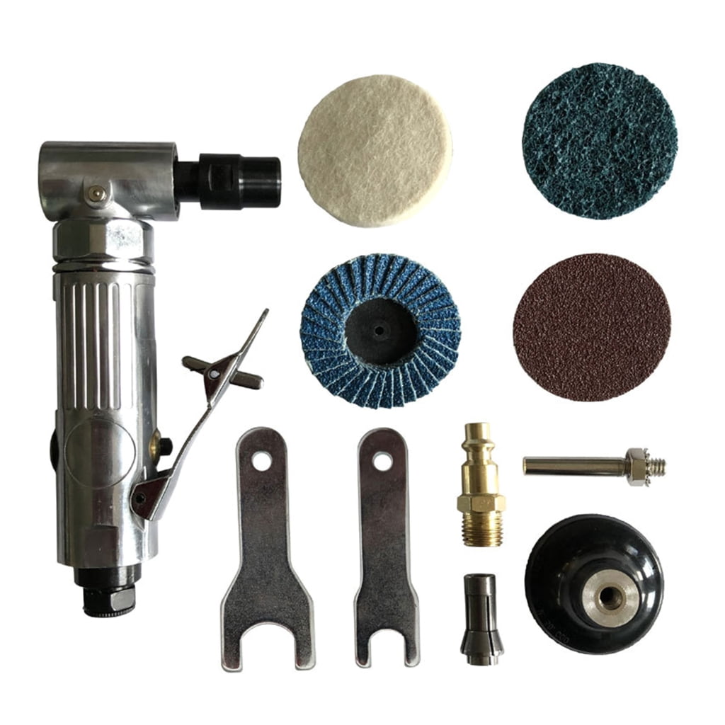 High Speed Air Angled Grinder Tool Set for Deburring and Polishing, Includes Accessories