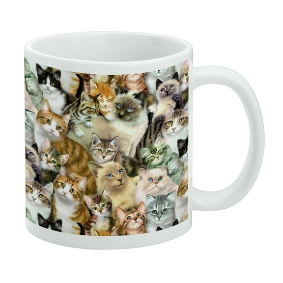 Plethora of Cats and Kittens Pattern White Mug