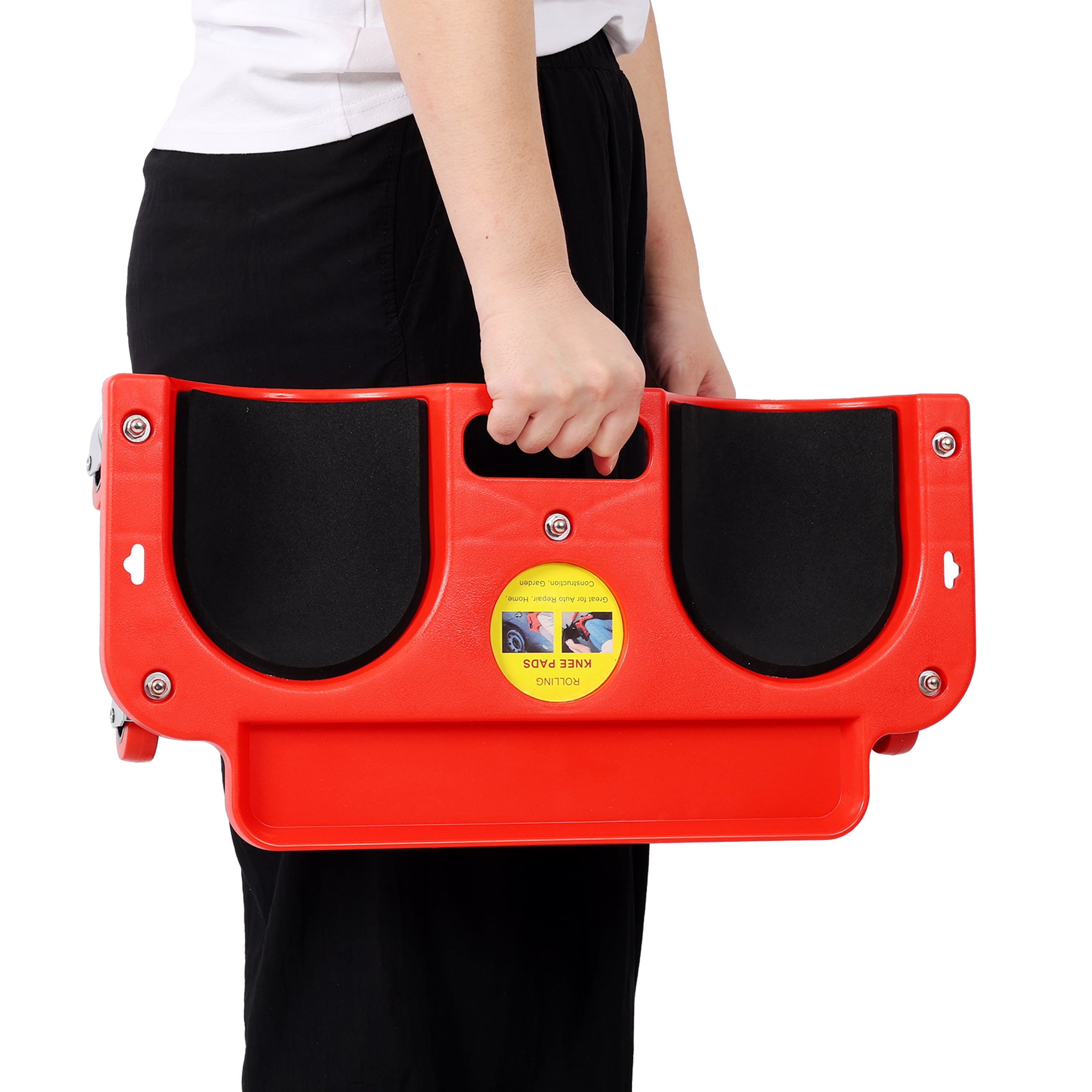 Rolling Knee Creeper Durable Knee Pads with 360 Degree Turn Casters and Tool Tray,for Garage Workshop Garden,Red