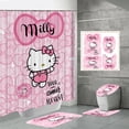 thumbnail image 4 of Fabricantes de fuentes de comercio electrónico transfronterizo Impresión digital 3D Cortina de ducha de baño de poliéster impermeable Hello Kitty Serie 3 fabricantes directos, 4 of 5