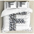 thumbnail image 1 of Letter F Duvet Cover Set King Size, Creative Game Day Themed Letter Symbol with Soccer Balls Stacked Arrangement, Decorative 3 Piece Bedding Set with 2 Pillow Shams, Black White, by Ambesonne, 1 of 3
