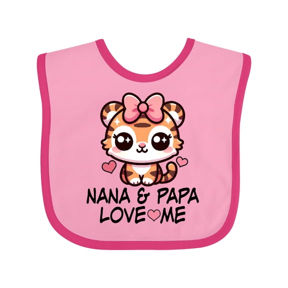 Inktastic Nana and Papa Grandchild Girl Tiger Girls Baby Bib