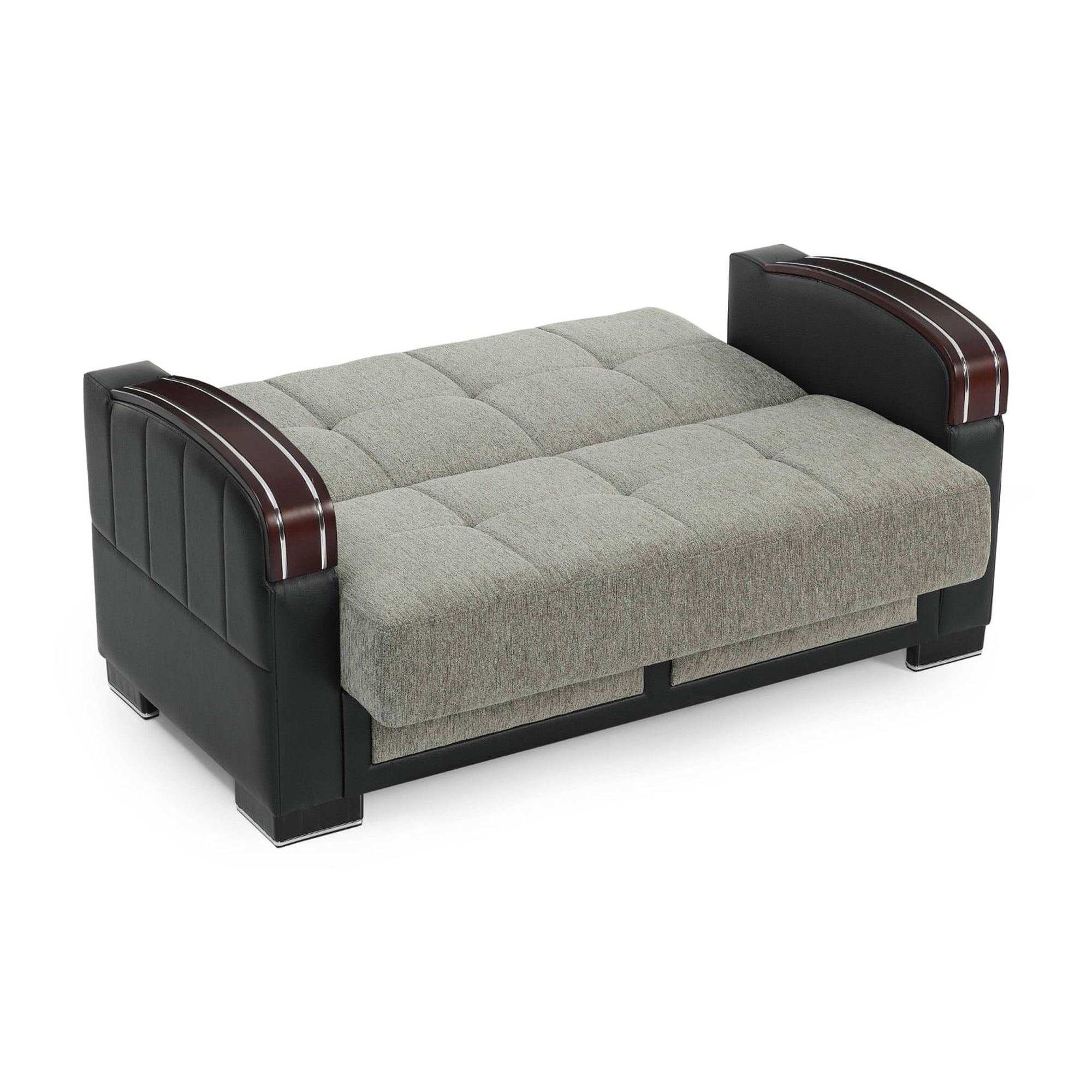 Ottomanson 63" Convertible Loveseat Sleeper with Storage, Modern Chenille Sofa for Small Spaces, Gray