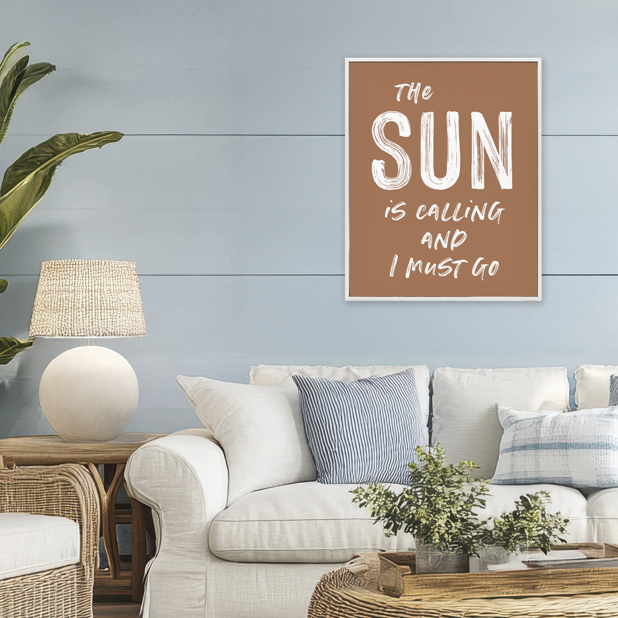 Sun Is Calling Must Go White Framed Giclee Art, design by Lettered and Lined