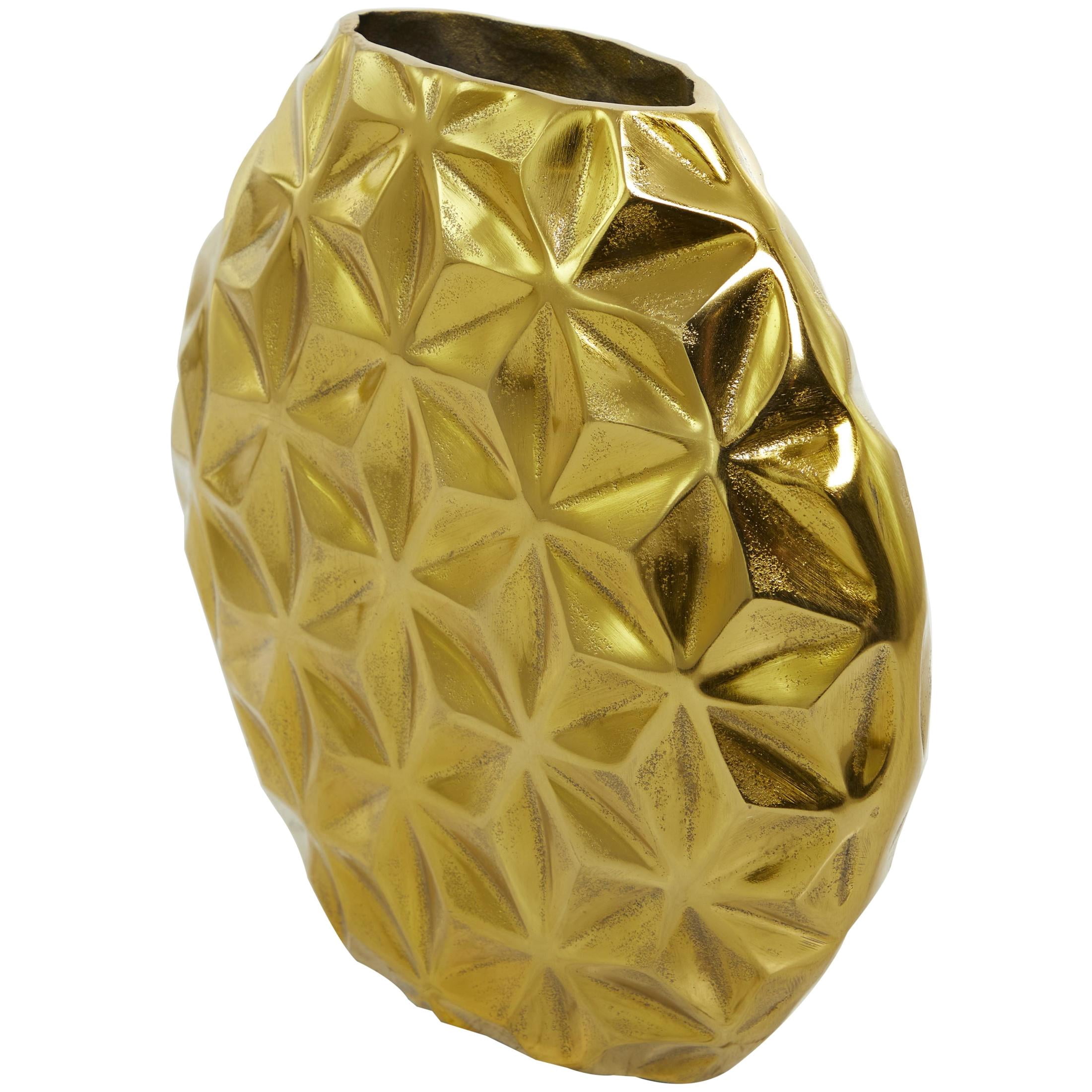 CosmoLiving by Cosmopolitan 13" Geometric Faceted Gold Aluminum Metal Vase