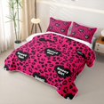 thumbnail image 3 of Erosebridal Hot Pink Leopard Heart Twin Quilt Set,Sweet Girl Loves Pattern Twin Coverlet Set,2 Pieces, 3 of 7