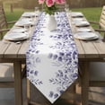 thumbnail image 6 of Table Runners 60 Inches Long, Purple Eucalyptus Leaves Cotton Linen Kitchen Dining Coffee Table Runner for Party Home Decor, Watercolor Spring Summer Botanical Tabletop Dresser Scarves 13x60 Inch, 6 of 9
