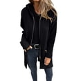thumbnail image 2 of Zengying Trench Coats for Women Casual Single Breasted Hooded Jacket 2024 Coat Single Breasted Long Coats for Women Women's Casual Trench Coat Fall Jackets for Women Black, 2 of 6