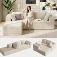 thumbnail image 2 of Sectional Sofa, Asofer 105" L-Shape Modular Couch With Corduroy Fabric for Living Room, Free Assembly, Beige (Left Facing Chaise), 2 of 11