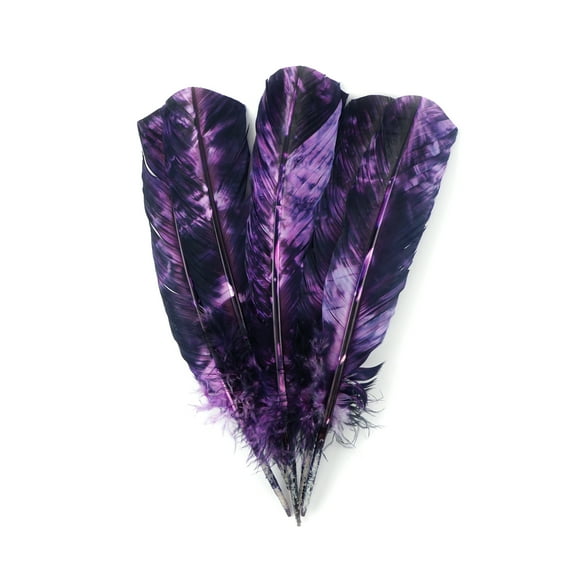 Zucker 10-12" Tie Dye Turkey Feather, Purple Mix, 6 piece package