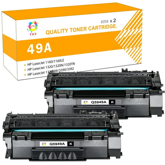 Toner H-Party 2-Pack 49A 53A Compatible Toner Cartridge for HP Q5949A 49A Work with 1160 1320 1320n 3390 3392 P2015n P2014 M2727nf MFP Printer Ink (Black)