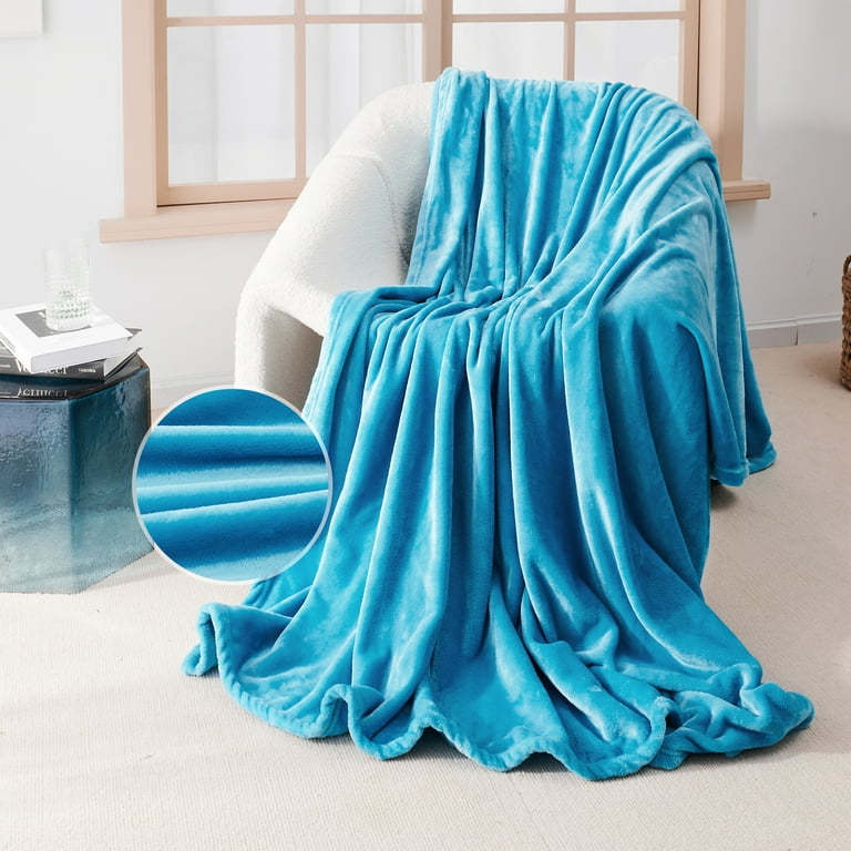 SOCHOW Flannel Fleece Blanket Twin size, All Season Lightweight Super Soft Cozy Blanket for Bed or Couch, Teal Green, 60x80 Inches