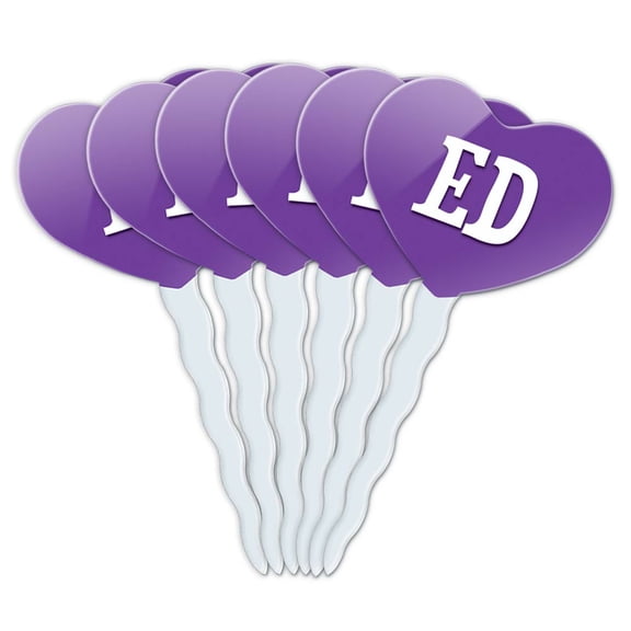 Ed Heart Love Cupcake Picks Toppers - Set of 6