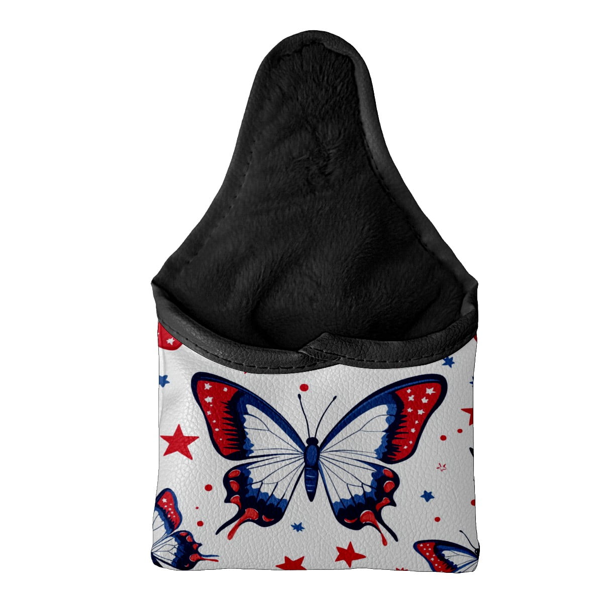 Golf Mallet Putter Cover Premium Leather Waterproof Golf Putter Head Cover with Magnetic Closure Red Blue Butterfly
