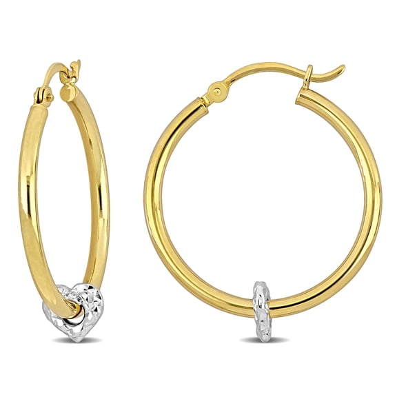 Everly Women's Heart Bead 14kt Yellow Gold Hoop Earrings