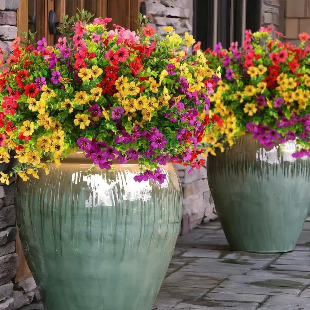 UV Resistant Artificial Outdoor Flowers 1/2PCS faux topiary ball plants UV protected realistic design with ground stakes for garden yard porch and planter spring decor