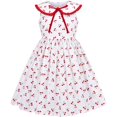 thumbnail image 4 of Sunny Fashion Girls Dress Vintage Velvet Bow Tie Round Collar Cherry Cotton Sleeveless 8 Years, 4 of 5