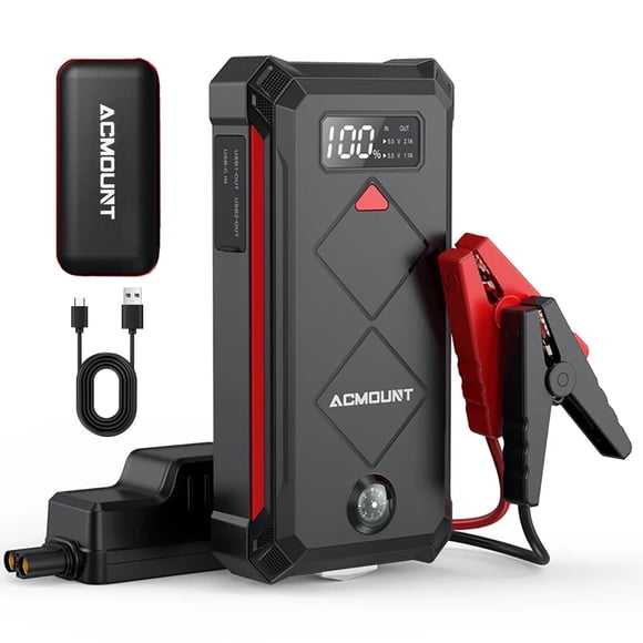 Arrancador de auto Acmount P100 5000A 12V con luz LED y power bank