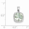 thumbnail image 2 of Sterling Silver Rhodium Plated Green Quartz And Diamond Pendant (17 X 11) Made In India qdx474, 2 of 2