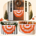 thumbnail image 5 of Thanksgiving Half Circle Porch Banner, Orange White Pumpkin Pleated Fan Bunting with Fall Harvest Pattern, for Front Door Porch Balcony Railing Window Autumn Party Home Decor, 5 of 8