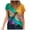 Yellow, variant on Teissuly Plus Size Women Short Sleeve Printed V-Neck Tops Tee T-Shirt Blouse