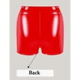 thumbnail image 3 of Aivtalk Womens Hot Short Pants PU Leather Booty Shorts Shiny Metallic Bottoms High Waisted Straight Leg Boyshort Panties Casual Streetwear Red XL, 3 of 7